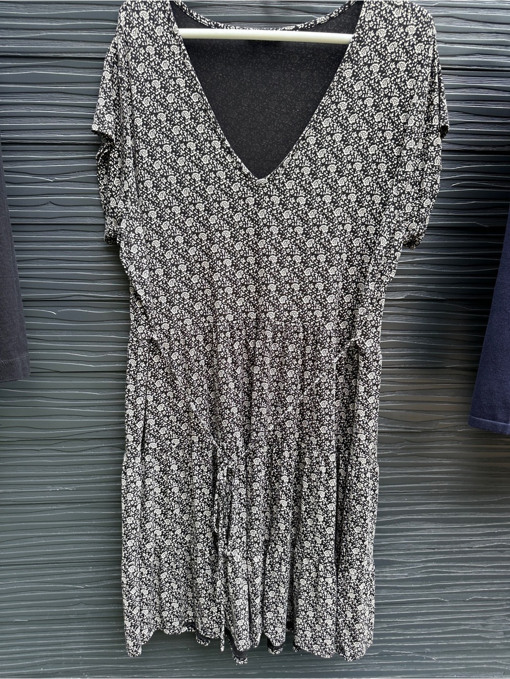 Lucky Brand Black & White Floral Mini Dress Size XL